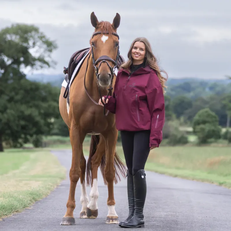 EQUIDRY Storm Smock Waterproof Quarter Zip Adults Jacket - Burgundy-3