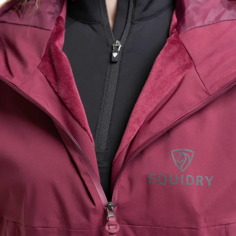 EQUIDRY Storm Smock Waterproof Quarter Zip Adults Jacket - Burgundy-2