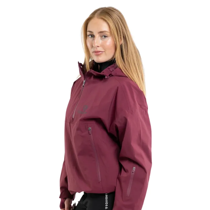 EQUIDRY Storm Smock Waterproof Quarter Zip Adults Jacket - Burgundy-6