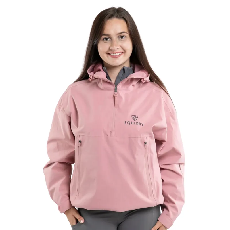 EQUIDRY Storm Smock Waterproof Quarter Zip Adults Jacket - Pale Pink