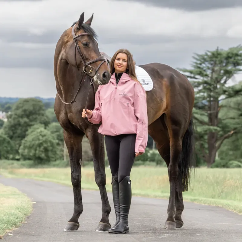 EQUIDRY Storm Smock Waterproof Quarter Zip Adults Jacket - Pale Pink-1