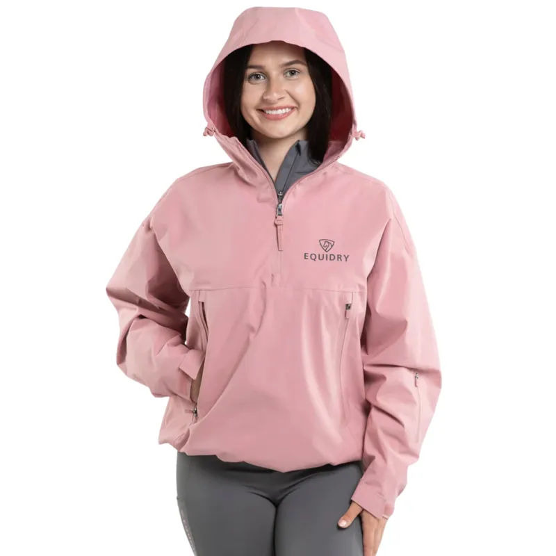 EQUIDRY Storm Smock Waterproof Quarter Zip Adults Jacket - Pale Pink-4