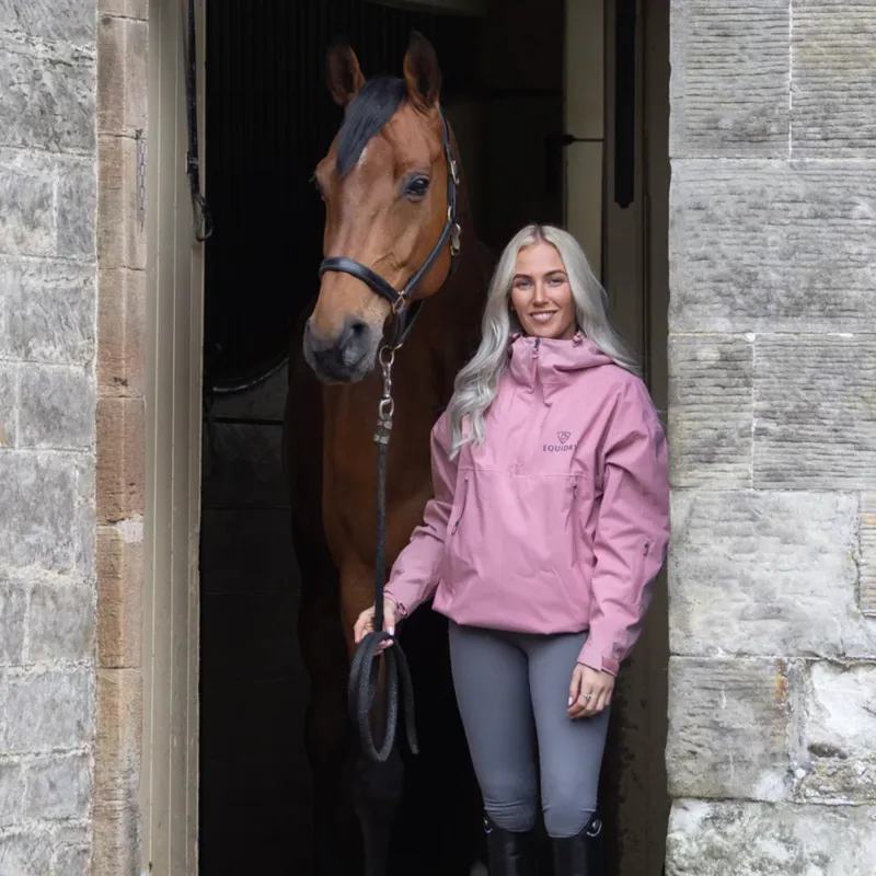 EQUIDRY Storm Smock Waterproof Quarter Zip Adults Jacket - Pale Pink-5