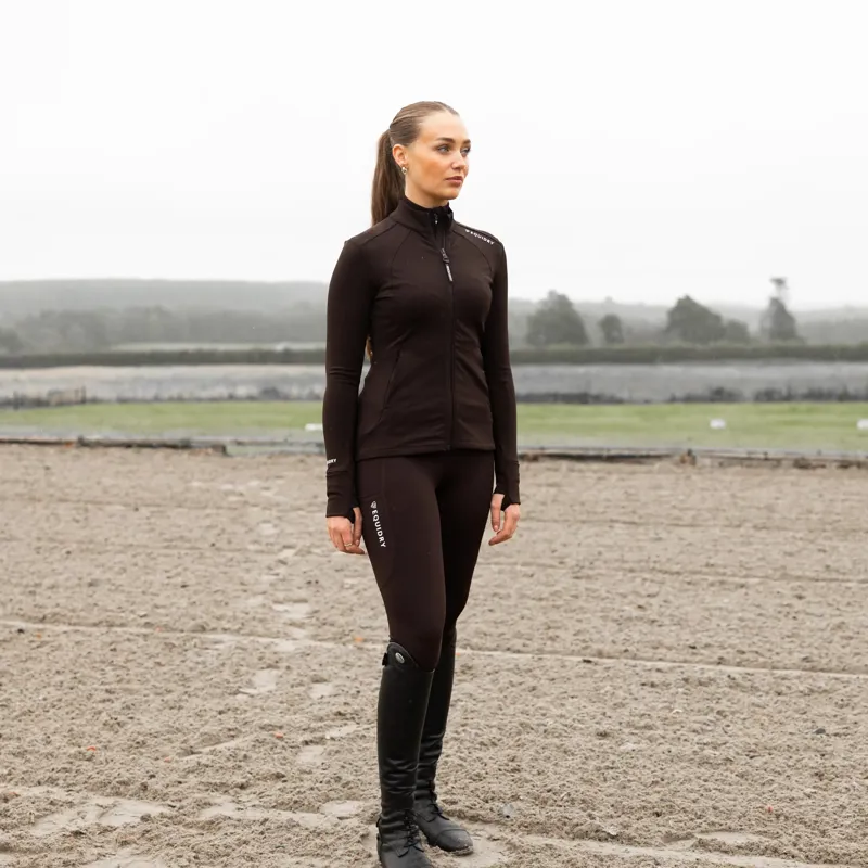 Equidry Water Repellent Knee Grip Womens Riding Leggings - Brown/White-4