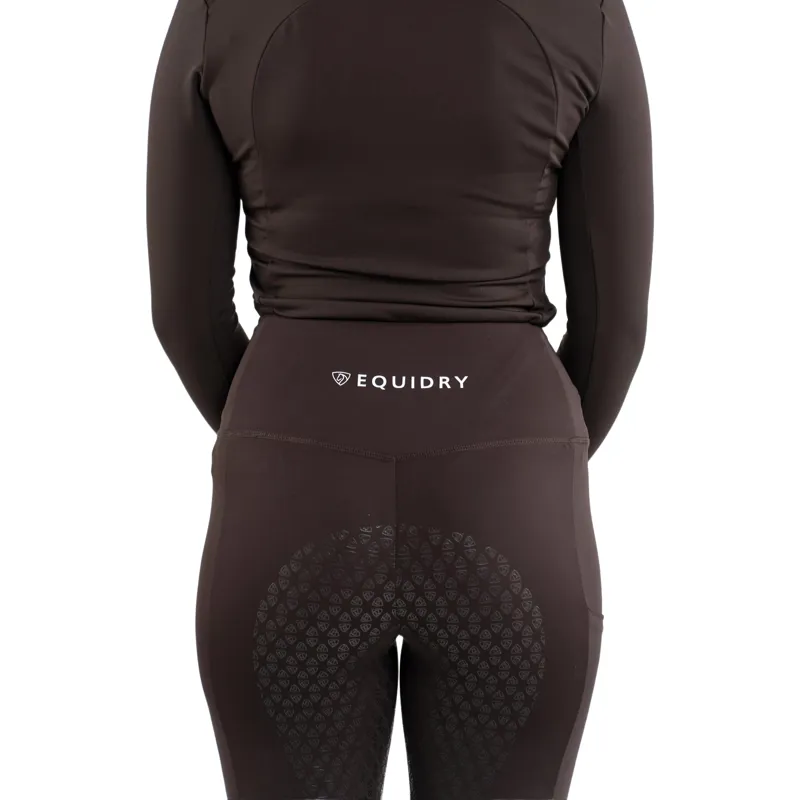 Equidry Water Repellent Knee Grip Womens Riding Leggings - Brown/White-3