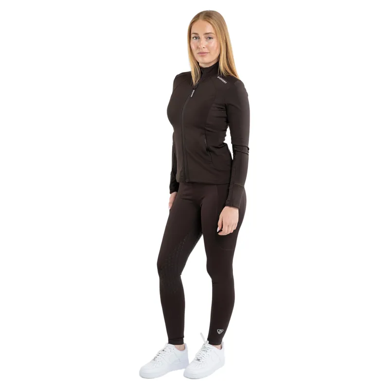 Equidry Water Repellent Knee Grip Womens Riding Leggings - Brown/White-1