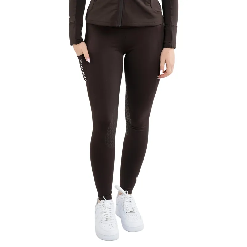 Equidry Water Repellent Knee Grip Womens Riding Leggings - Brown/White