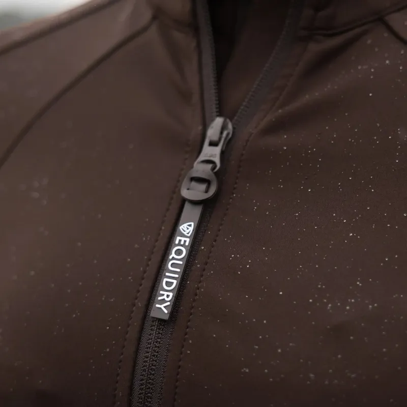 EQUIDRY Water Repellent Womens Zip Up Top - Brown/White-3