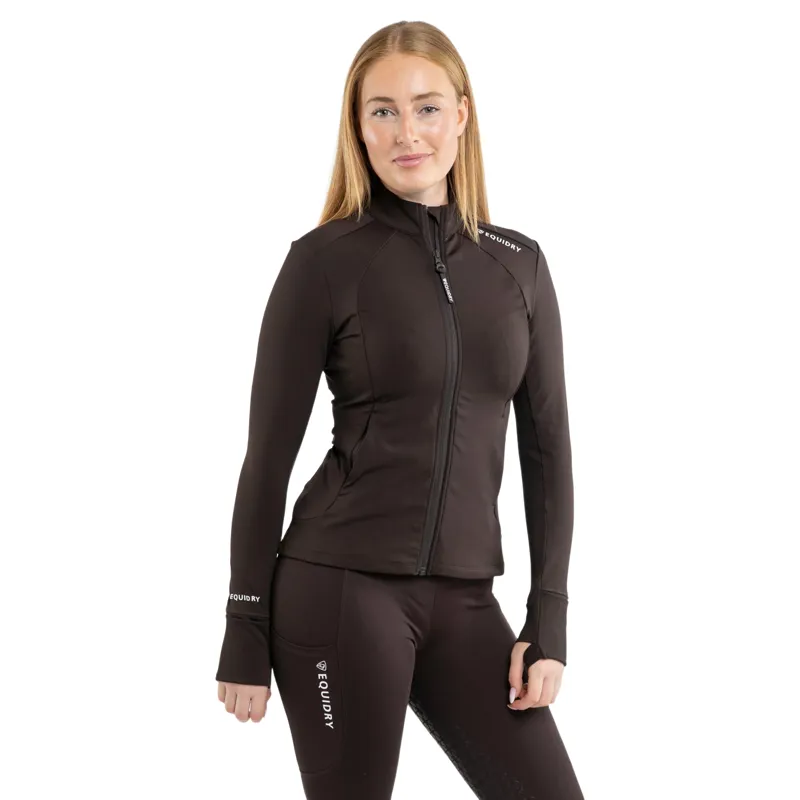 EQUIDRY Water Repellent Womens Zip Up Top - Brown/White-2