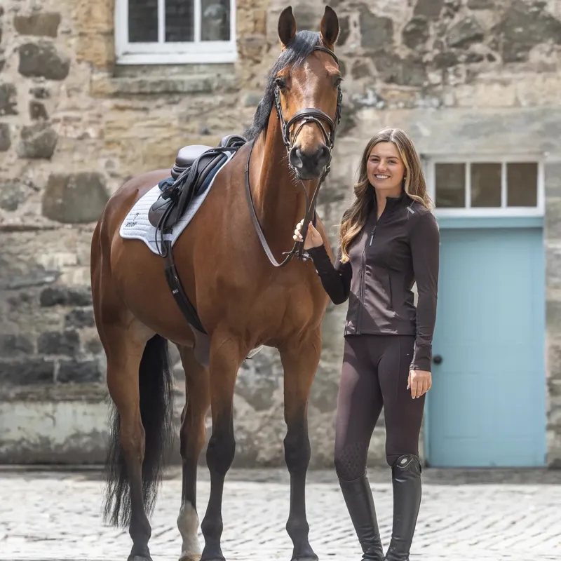 EQUIDRY Water Repellent Womens Zip Up Top - Brown/White-5