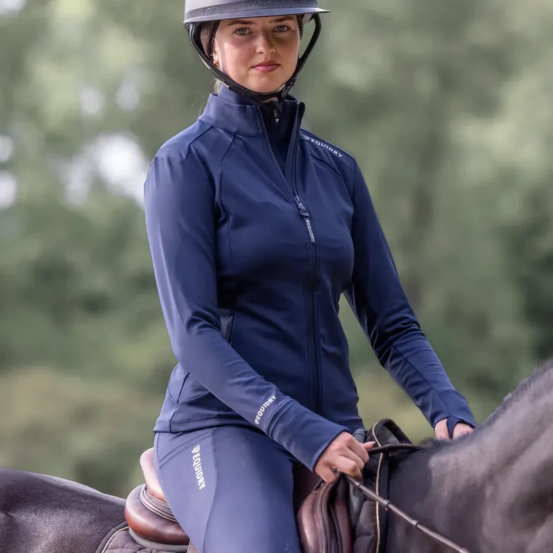 EQUIDRY Water Repellent Womens Zip Up Top - Navy/White-6