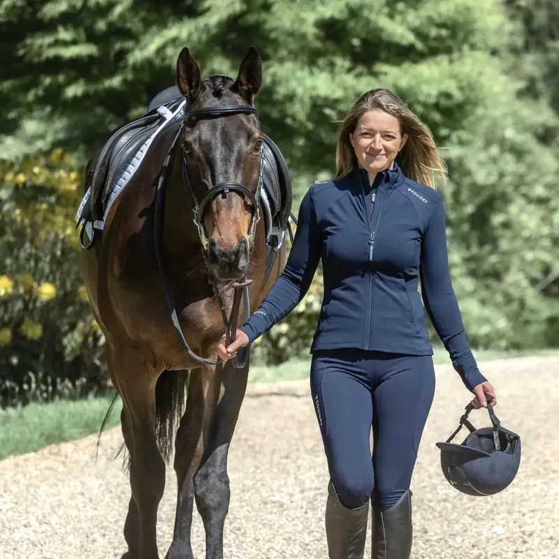 EQUIDRY Water Repellent Womens Zip Up Top - Navy/White-4