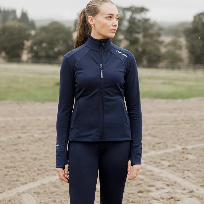 EQUIDRY Water Repellent Womens Zip Up Top - Navy/White-1