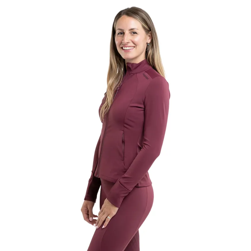 EQUIDRY Water Repellent Womens Zip Up Top - Plum/Black-1