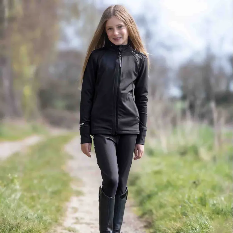 EQUIDRY Water Resistant Junior Full Grip Riding Tights - Black/White-2