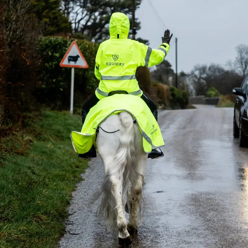 EQUIDRY Waterproof Thin Fleece Lined Exercise Sheet - Hi-Vis Yellow-2