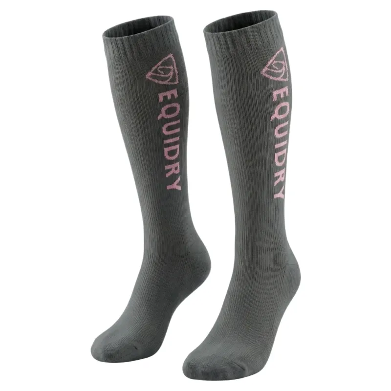 EQUIDRY Waterproof Tall Socks - Grey/Pale Pink