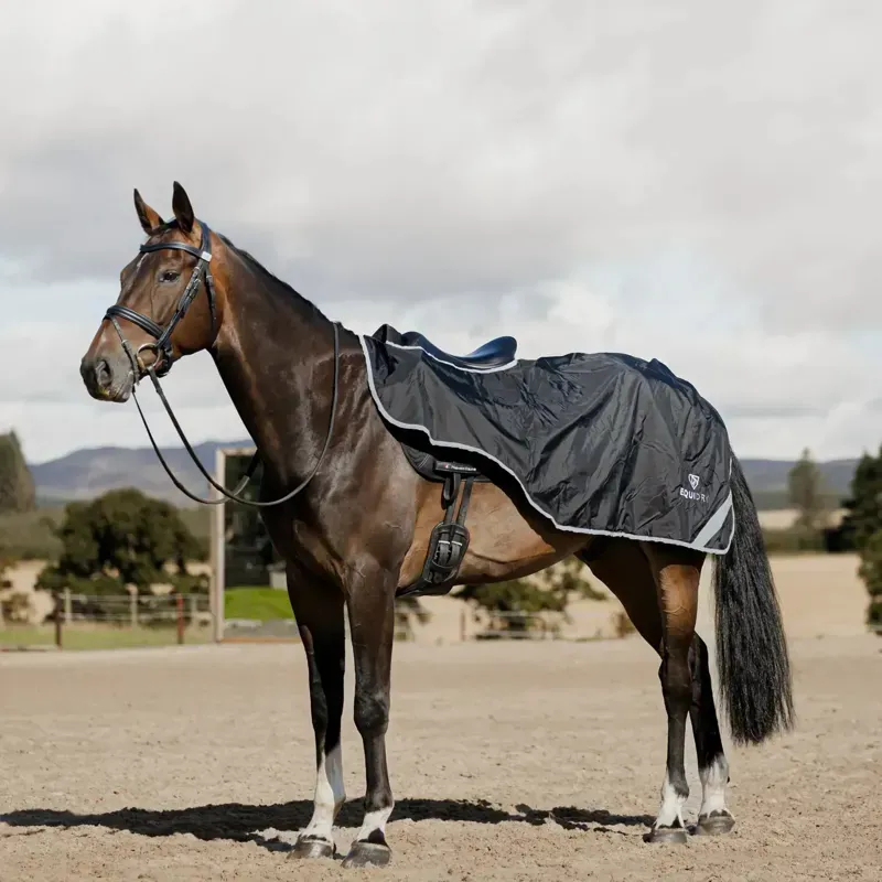 EQUIDRY Waterproof Thick Fleece Lined Exercise Sheet - Black/Grey-2