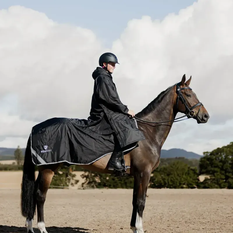 EQUIDRY Waterproof Thick Fleece Lined Exercise Sheet - Black/Grey-3