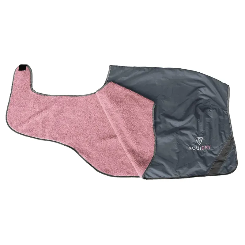 EQUIDRY Waterproof Thick Fleece Lined Exercise Sheet - Charcoal/Pink-1