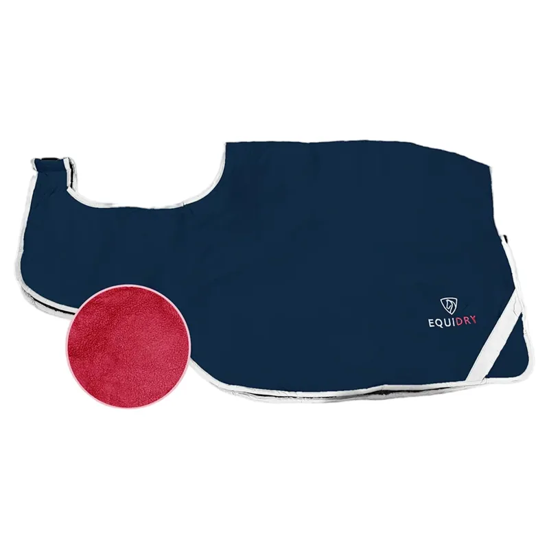 EQUIDRY Waterproof Thick Fleece Lined Exercise Sheet - Navy/Raspberry-1