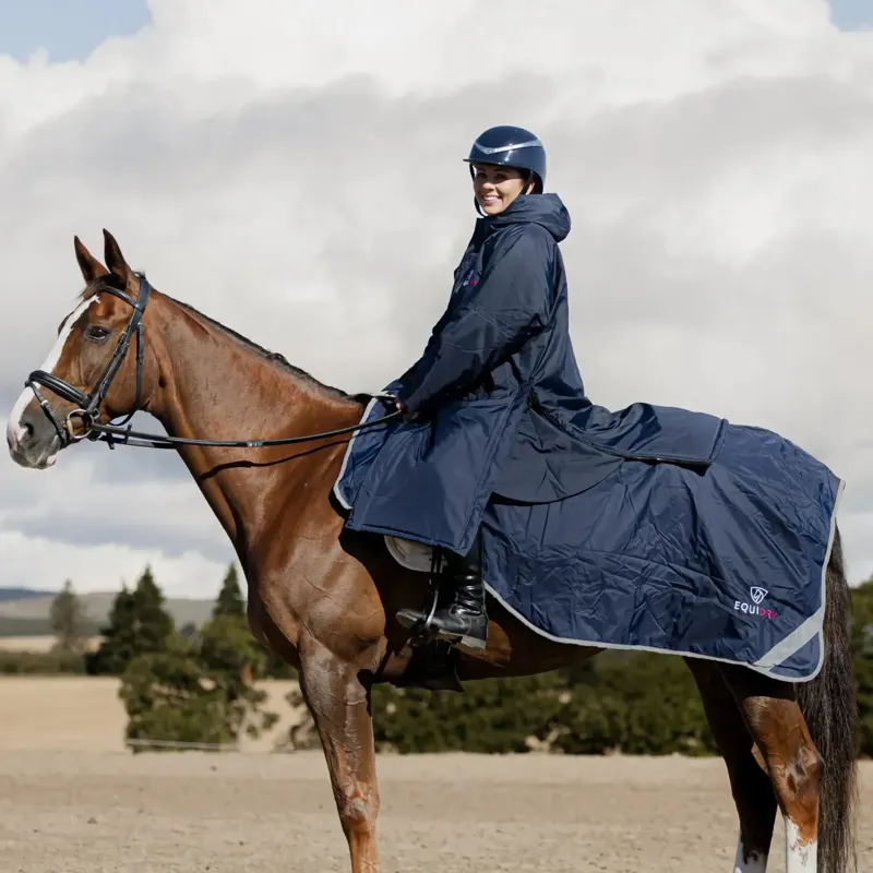 EQUIDRY Waterproof Thick Fleece Lined Exercise Sheet - Navy/Raspberry-3