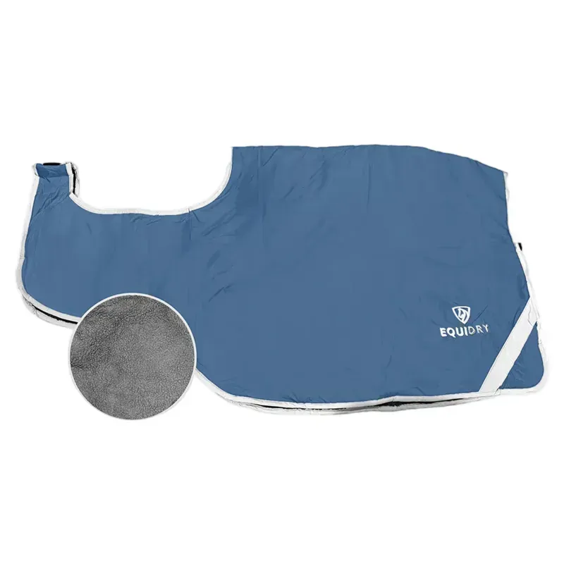 EQUIDRY Waterproof Thick Fleece Lined Exercise Sheet - Steel Blue/Grey-1