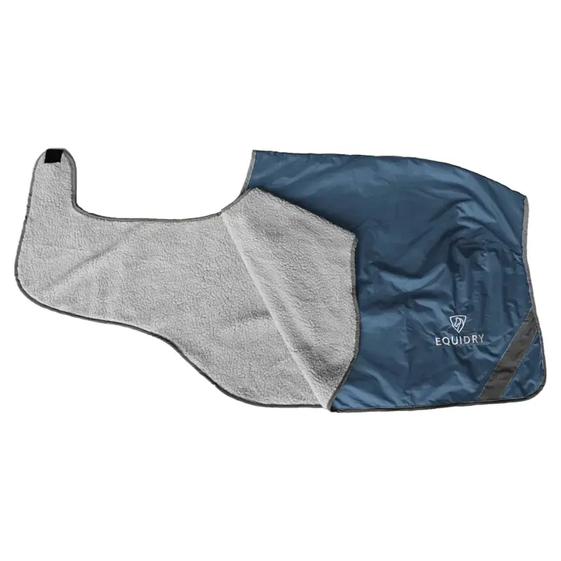 EQUIDRY Waterproof Thick Fleece Lined Exercise Sheet - Steel Blue/Grey-5