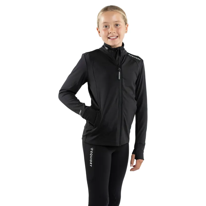 Equidry Junior Girls Full Zip Up Water Repellent Top - Black/White-1