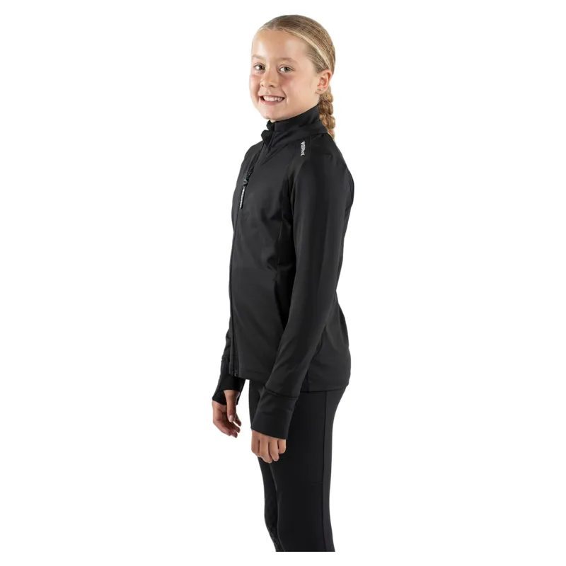 Equidry Junior Girls Full Zip Up Water Repellent Top - Black/White-2