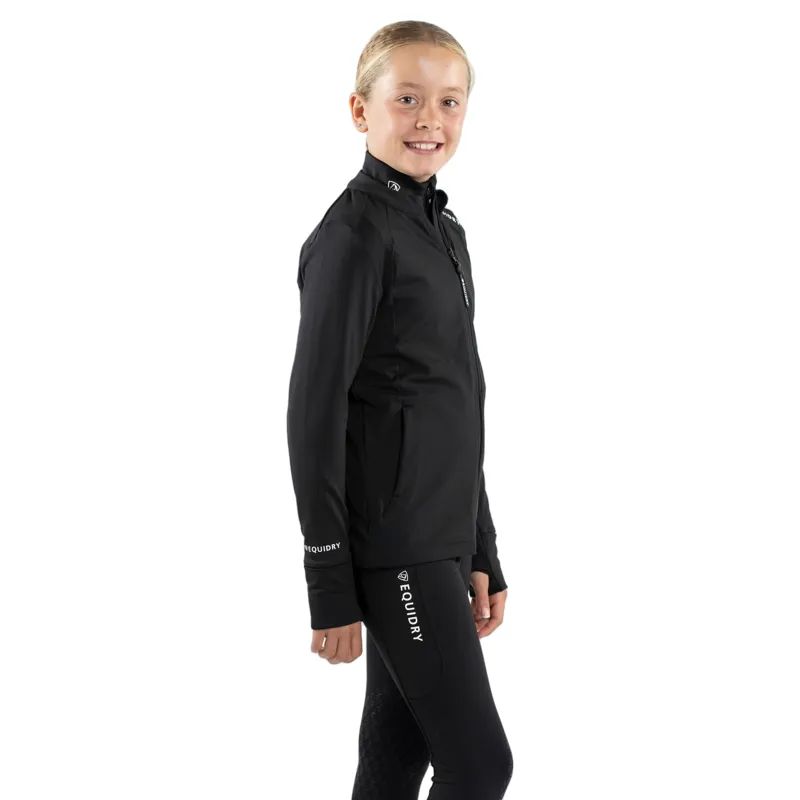 Equidry Junior Girls Full Zip Up Water Repellent Top - Black/White-4