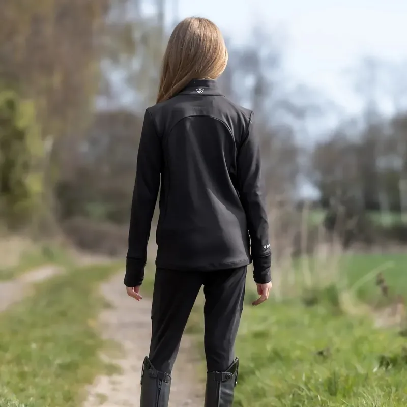 Equidry Junior Girls Full Zip Up Water Repellent Top - Black/White-6