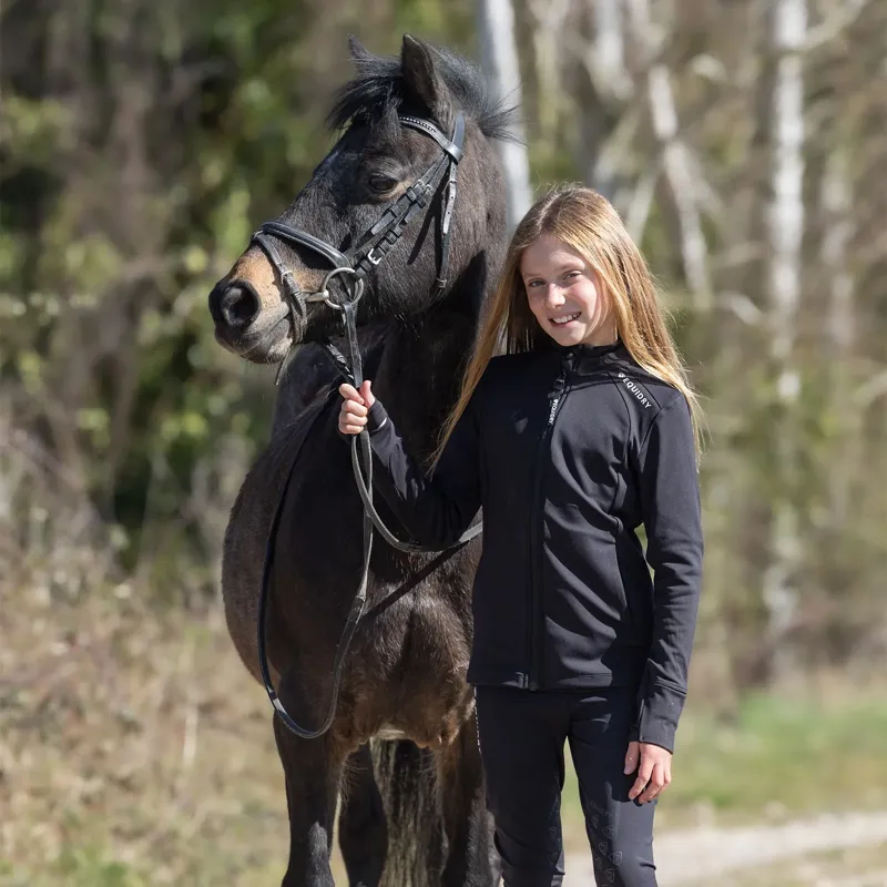 Equidry Junior Girls Full Zip Up Water Repellent Top - Black/White-7