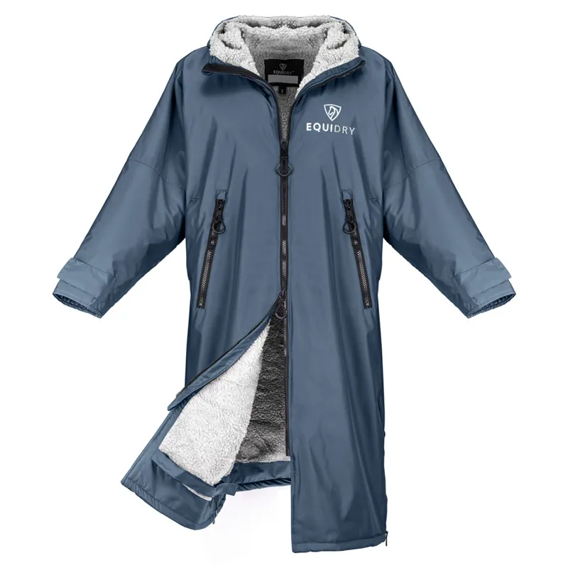 EQUIDRY Original Thick Fleece Lined Junior Jacket - Steel Blue/Grey-5