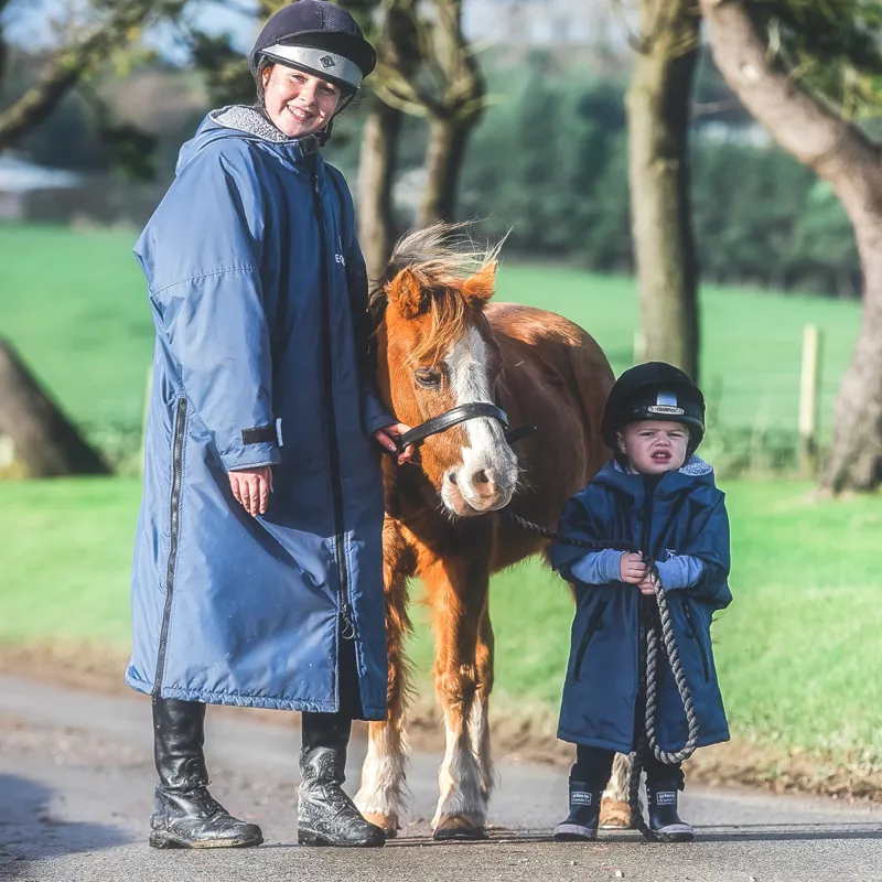 EQUIDRY Original Thick Fleece Lined Junior Jacket - Steel Blue/Grey-1