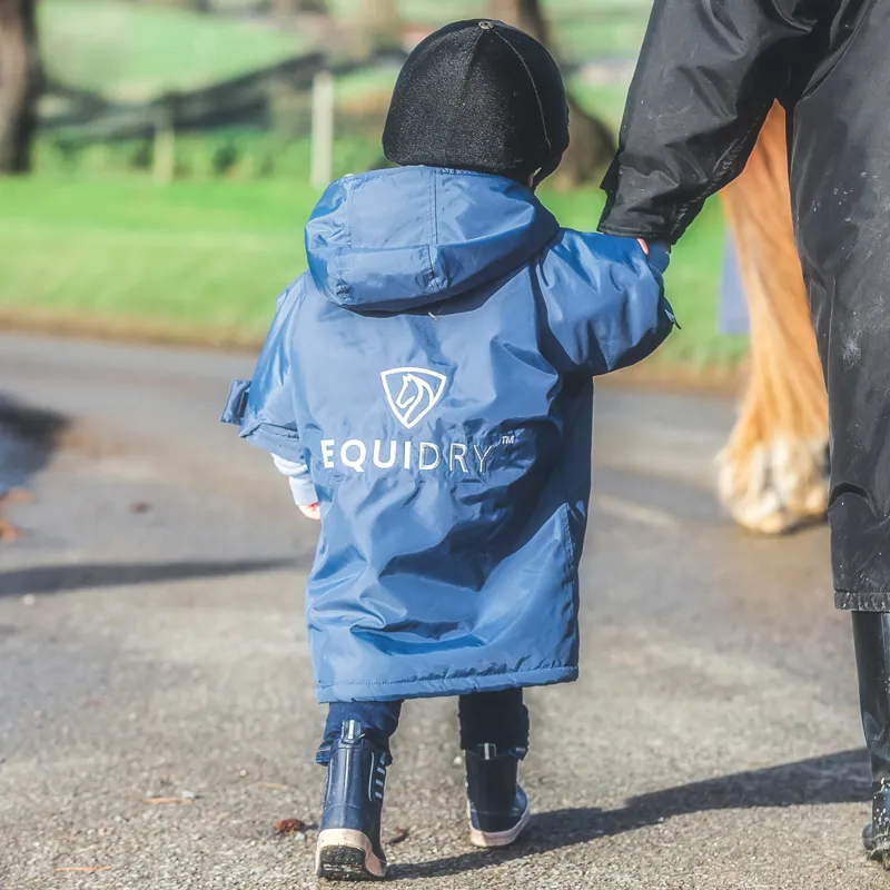 EQUIDRY Original Thick Fleece Lined Junior Jacket - Steel Blue/Grey