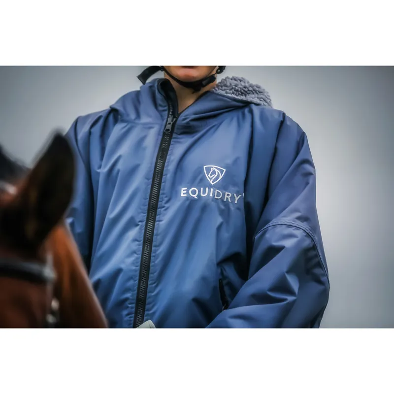 EQUIDRY Original Thick Fleece Lined Junior Jacket - Steel Blue/Grey-7