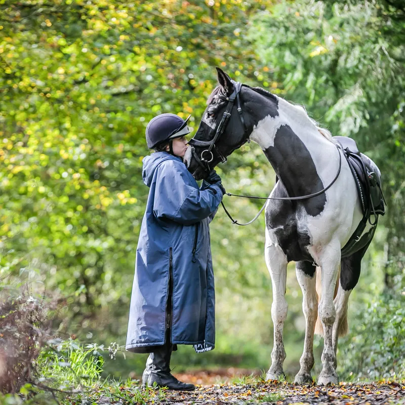 EQUIDRY Original Thick Fleece Lined Junior Jacket - Steel Blue/Grey-2