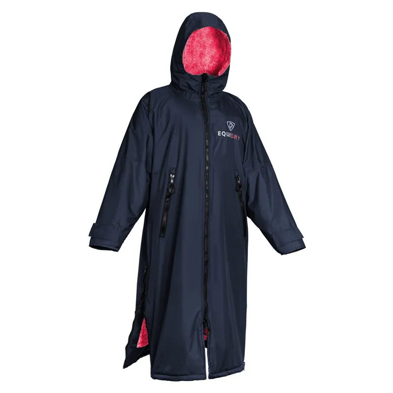 EQUIDRY Original Thick Fleece Lined Waterproof Jacket - Navy/Raspberry-2