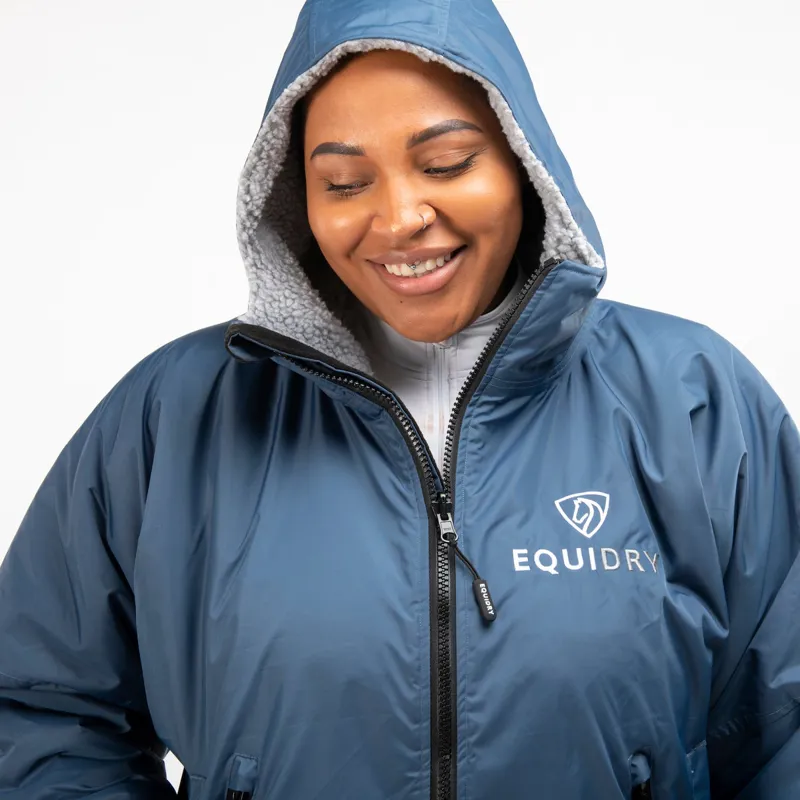 EQUIDRY Original Thick Fleece Lined Waterproof Jacket - Steel Blue/Grey-3