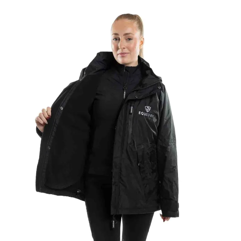 EQUIDRY Shortie Thin Fleece Lined Adults Waterproof Jacket - Black-8