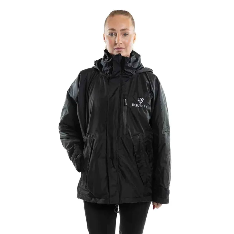 EQUIDRY Shortie Thin Fleece Lined Adults Waterproof Jacket - Black-4