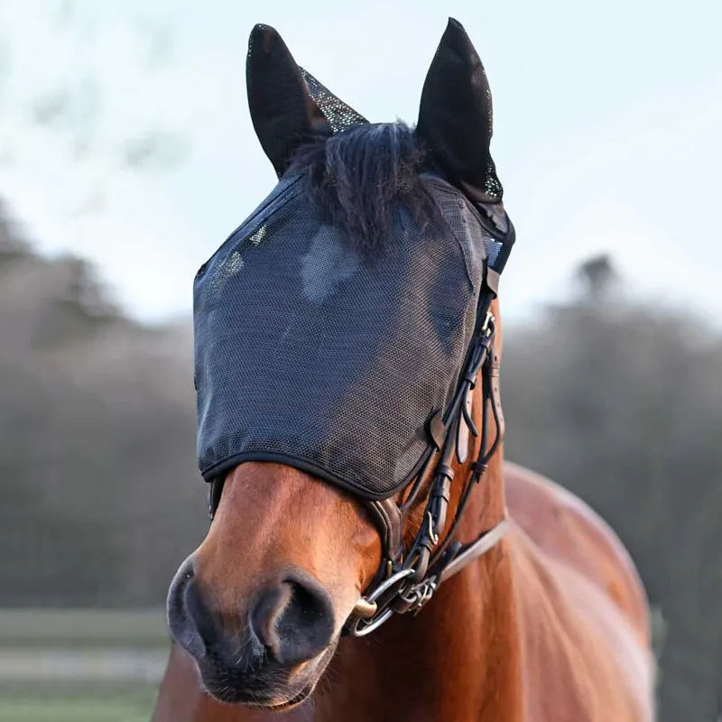 Equilibrium Net Relief Riding Fly Mask with Ears - Black-3