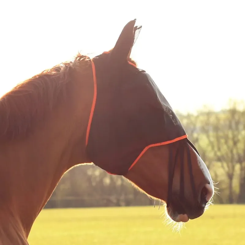 Equilibrium Field Relief Midi Fly Mask With Ears - Black/Orange-2