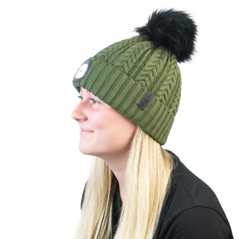 Equi Light Torch Pom Beanie Hat - Hunter Green-1
