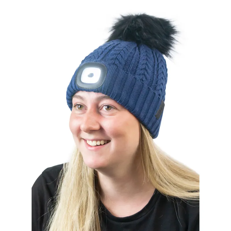 Equi Light Torch Pom Beanie Hat - Navy-1