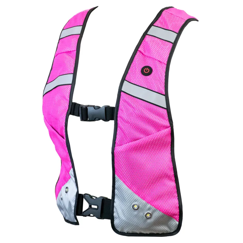 Equi Light Hi Viz LED Adults Rider Vest Pink Silver