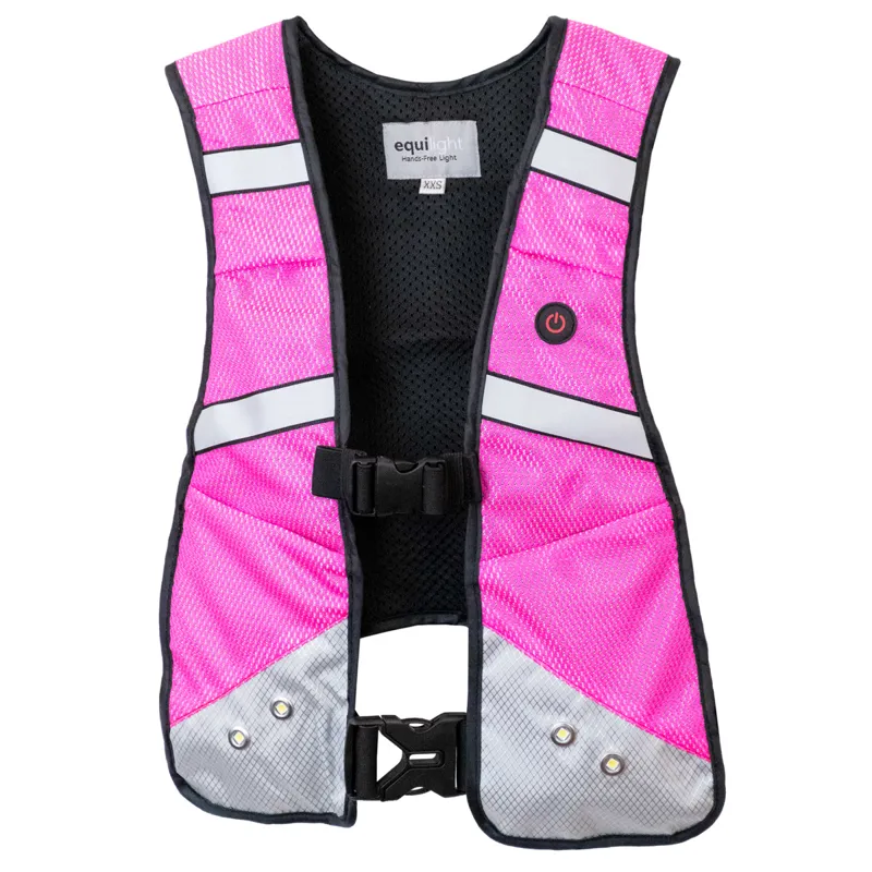 Equi Light Hi Viz LED Junior Rider Vest Pink Silver