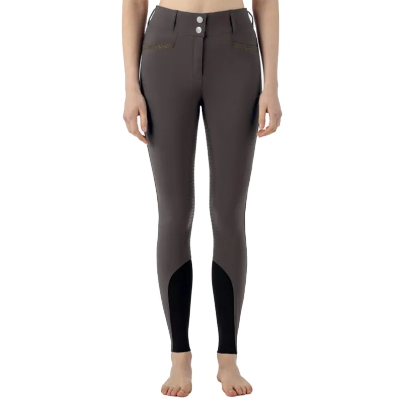 Equiline Crystalef High Waist Full Grip Ladies Breeches - Marsh