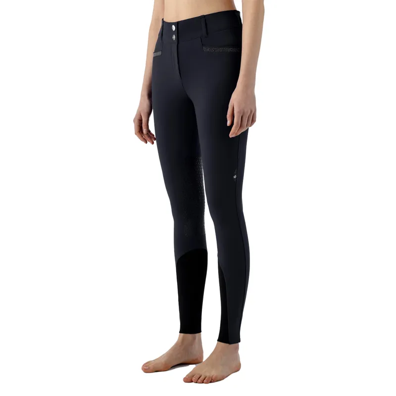 Equiline Crystalek High Waist Knee Grip Ladies Breeches - Black
